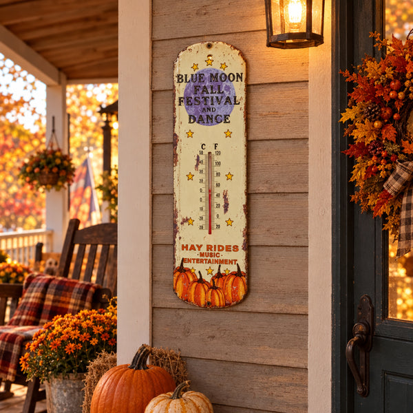 blue moon festival metal thermometer