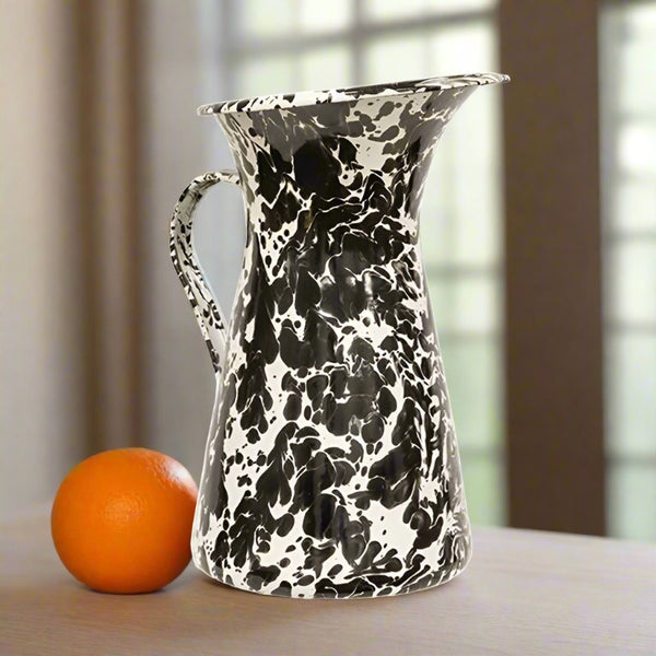 black and white pollock speckled enamel pitcher