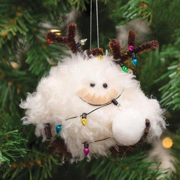 felted abominable snowman ornament