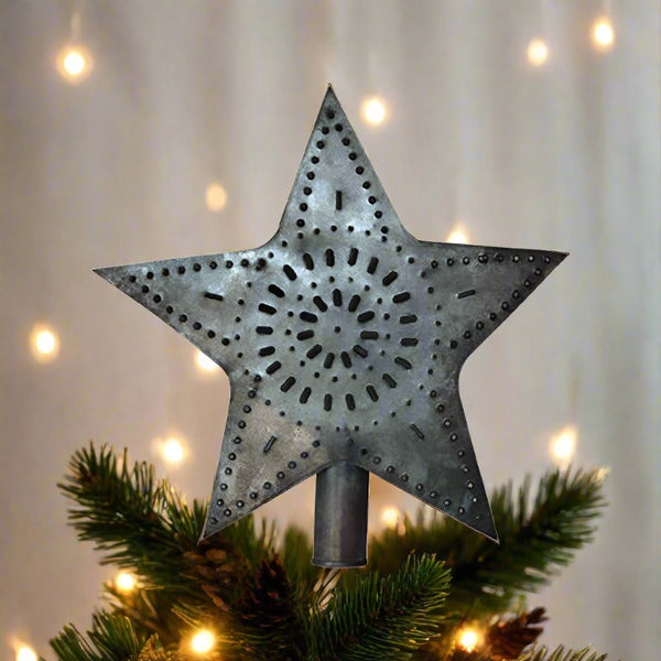 large punched tin star christmas tree topper