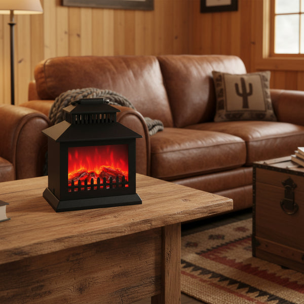 tabletop led fireplace lantern