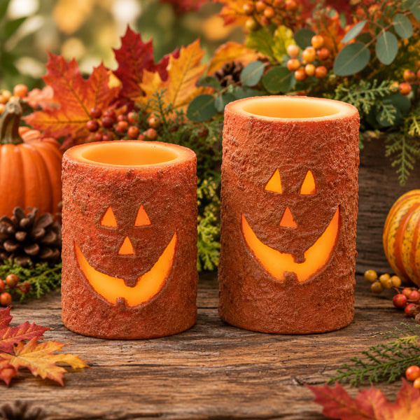 jack-o-lantern flameless candle with timer