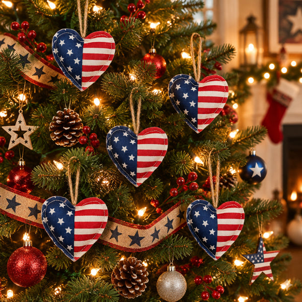 puffy patriotic heart flag ornament