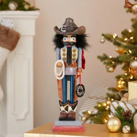 19" Hollywood Cowboy with Wagon Wheel Nutcracker