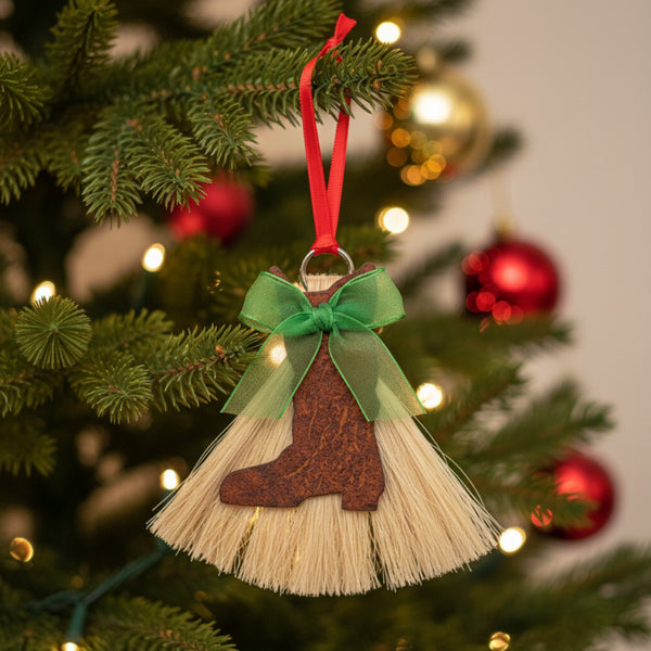 cowboy collectibles natural horse hair boot christmas ornament