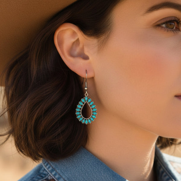 western teardrop turquoise dangle earrings