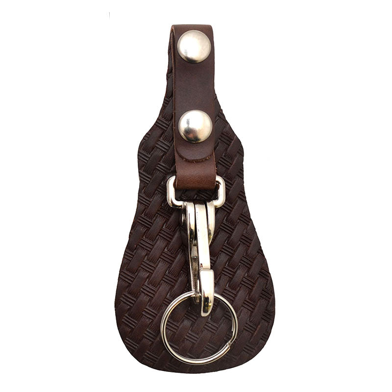 Lucky 13 Genuine Leather Key Clip With Debossed Logo – Choose Black, Brown, Or Tan