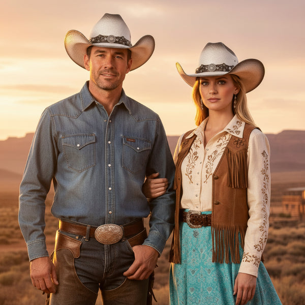 white and gray ombre western pinch front hat