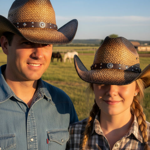 Dark Brown Straw Pinch Front Western Hat