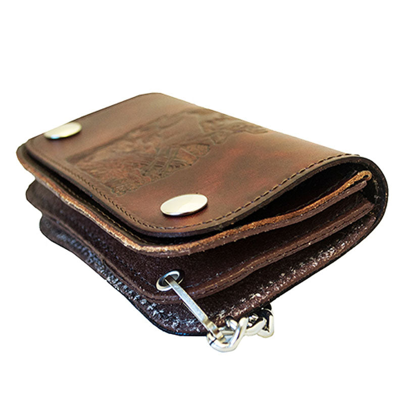 antique leather deer biker wallet with chain