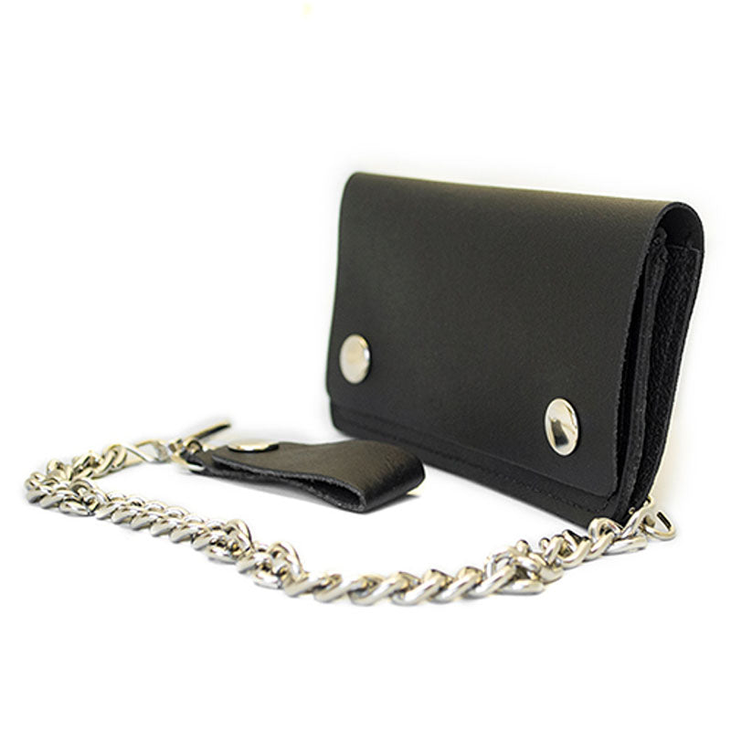 black leather bikers wallet with chain