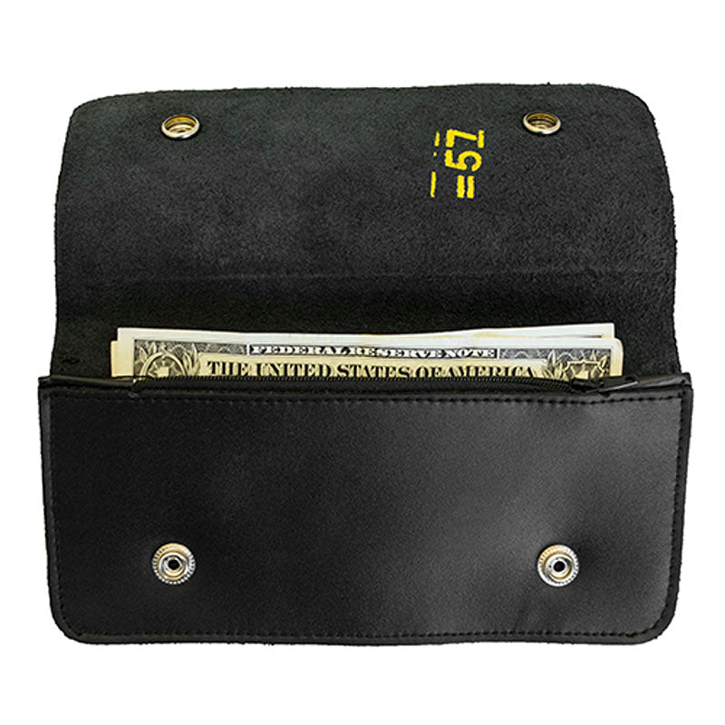 black leather 2 pocket bikers wallet