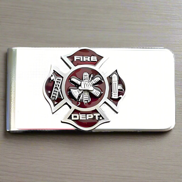 firefighters stainless steel money clip