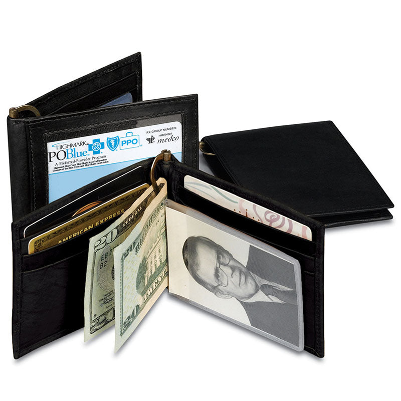 mens leather card holder with money clip