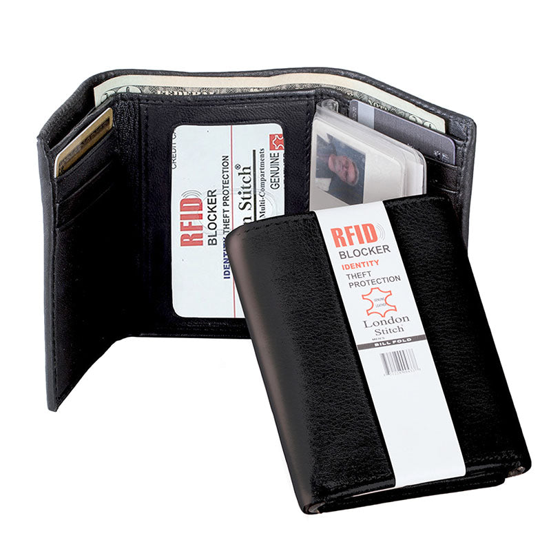 Mens Leather RFID Blocker Trifold Wallet MIN-51403