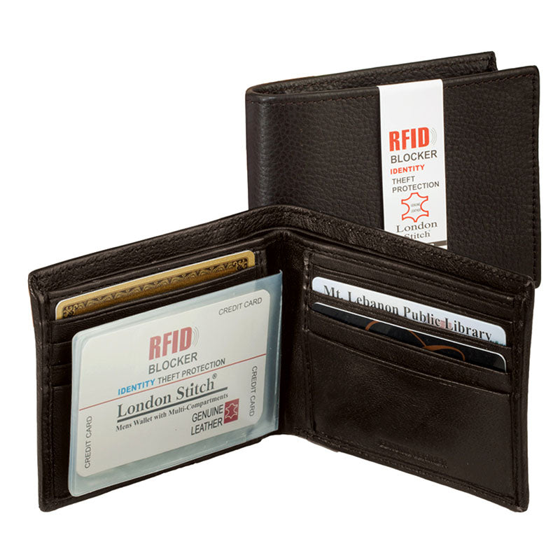 mens leather rfid blocker billfold wallet