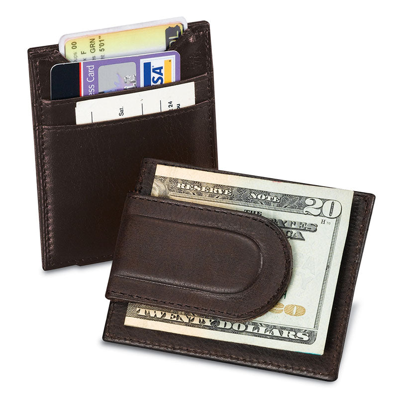 leather card case with magnetic money clip