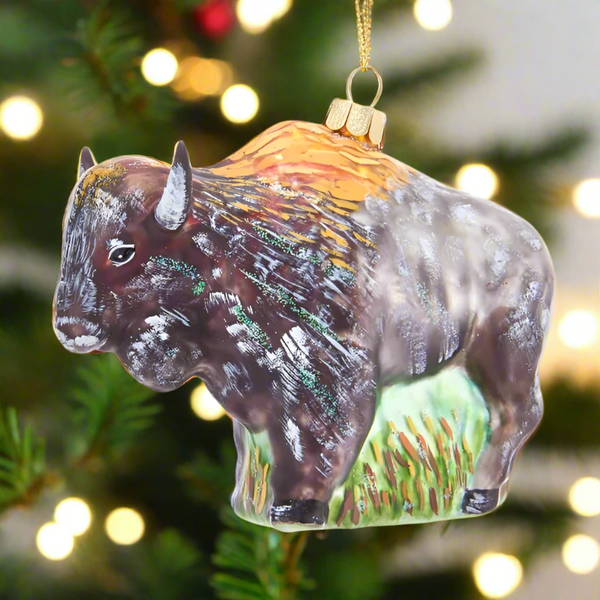 noble gems glass buffalo ornament