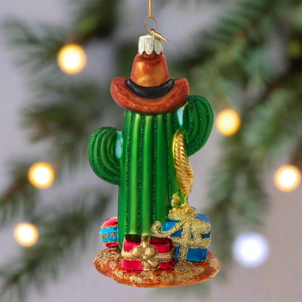 noble gems glass cowboy cactus ornament