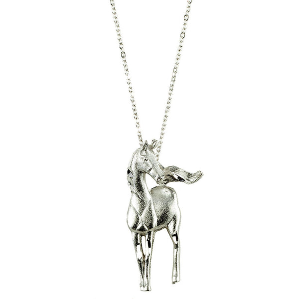 silver plated horse necklace