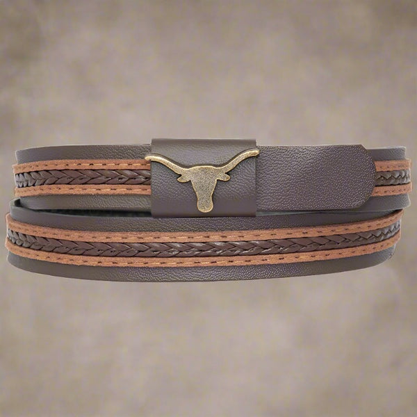 woven leather texas steer hat band