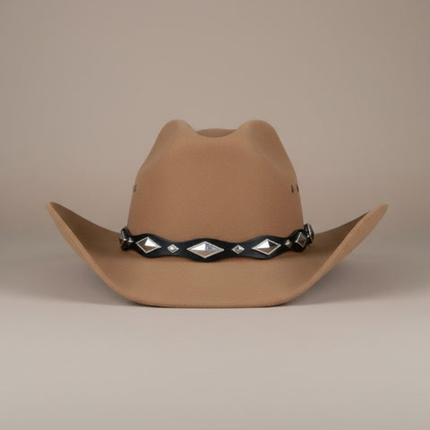 Black Diamond Concho Leather Hat Band