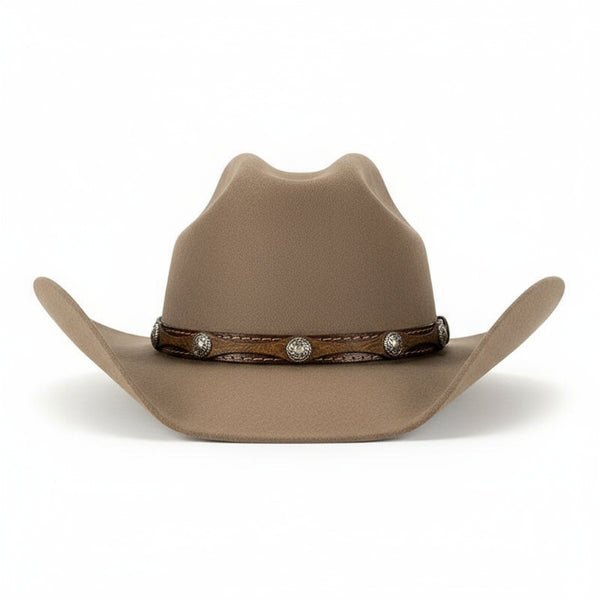 brown silver concho hat band