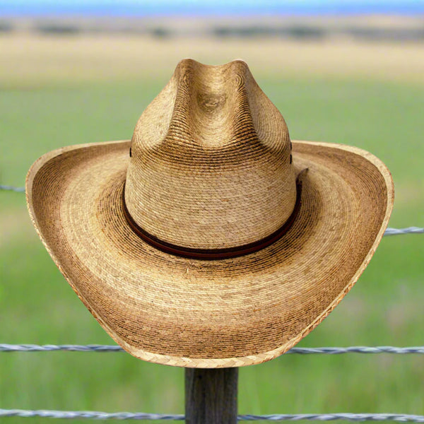 natural palm straw cattleman western hat