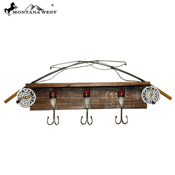 fishing rod reel and lures coat rack
