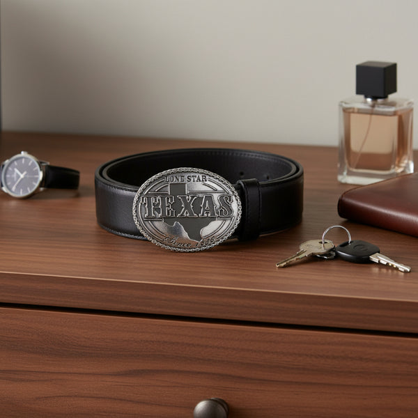 lone star texas silver belt buckle