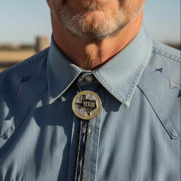 state of texas gold and silver bolo tie
