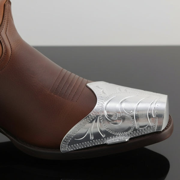 Pointed Engraved Silver Boot Toe Tips WX-14 | Buffalo Trader Online