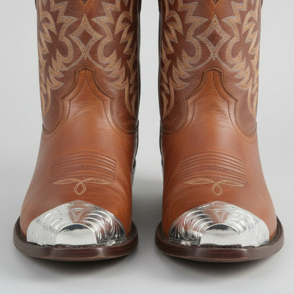 pointed engraved silver boot toe tips