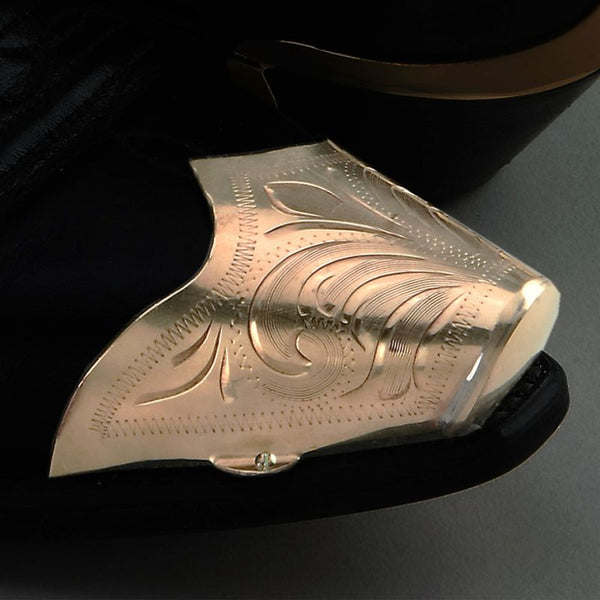 gold engraved boot toe tips