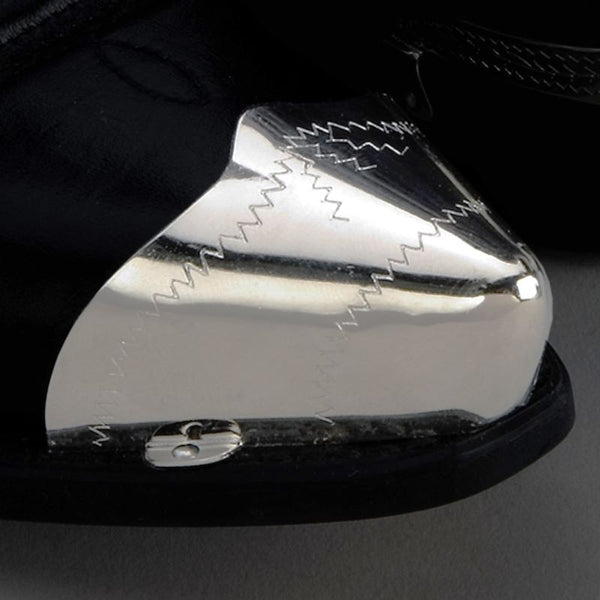 pointed silver zig zag boot toe tips