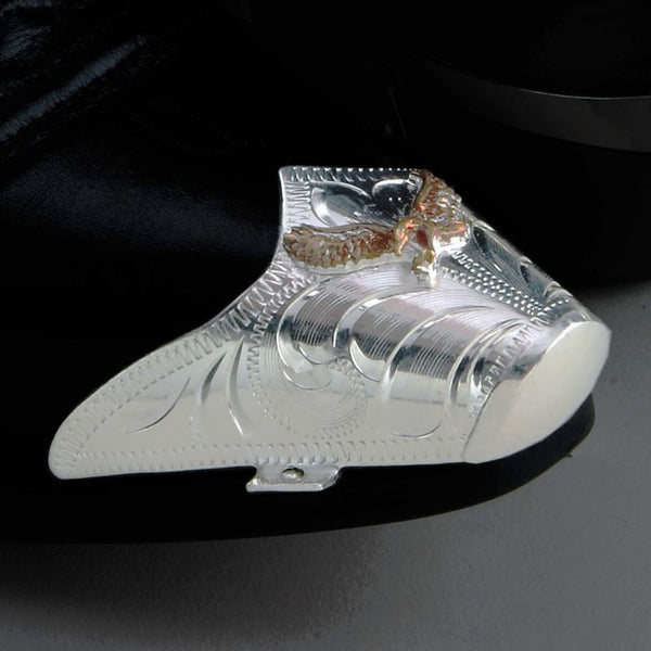 pointed gold and silver eagle boot toe tips