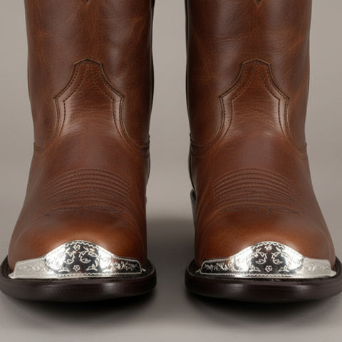 Engraved Silver Boot Toe Tips