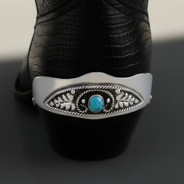 genuine turquoise and silver cowboy boot heel guards