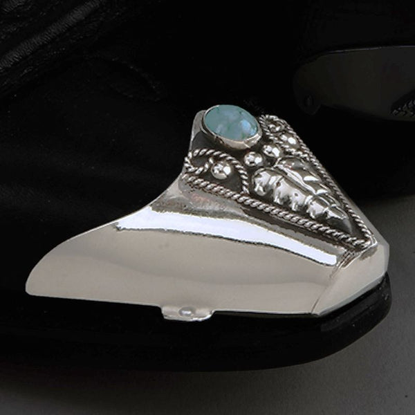 genuine turquoise & silver cowboy boot toe tips