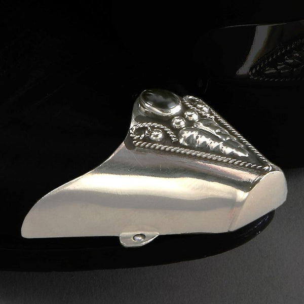 silver and black onyx boot toe tips