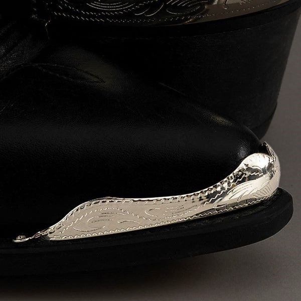 silver plated j cowboy boot toe tips