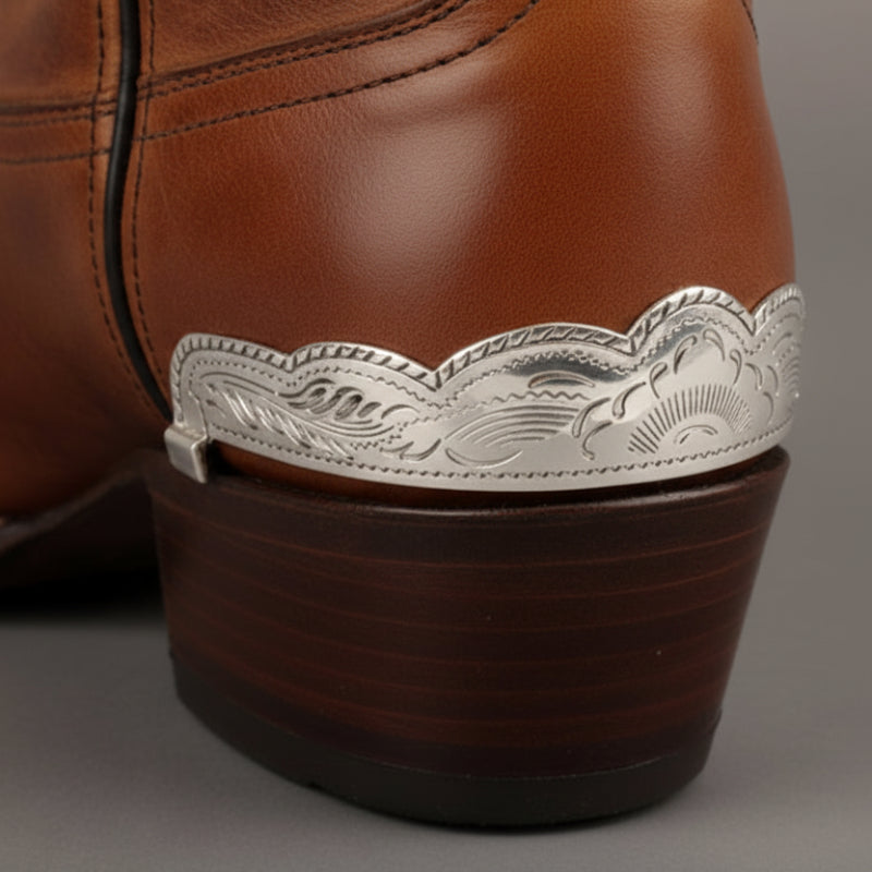 Silver Plated Cowboy Boot Heel Guards WX-36 Buffalo Trader Online