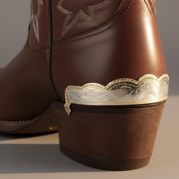 silver and gold rope edged cowboy boot heel guards