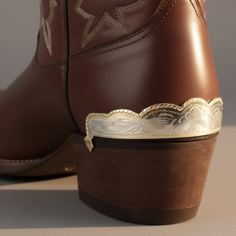 Silver & Gold Rope Edged Cowboy Boot Heel Guards