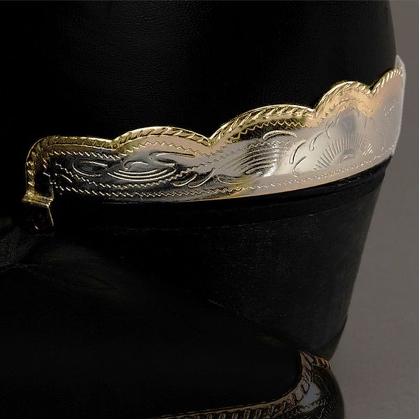 silver & gold rope edged cowboy boot heel guards