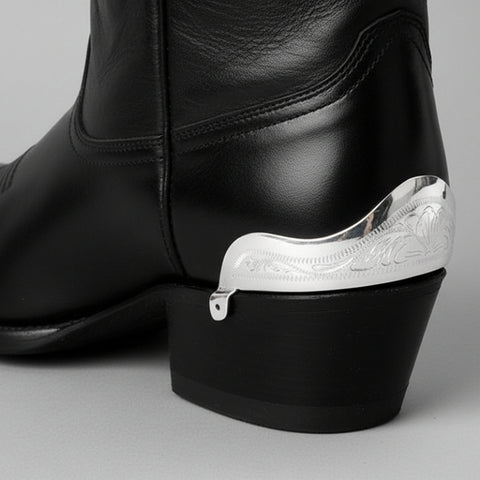 Etched Silver Cowboy Boot Heel Guards