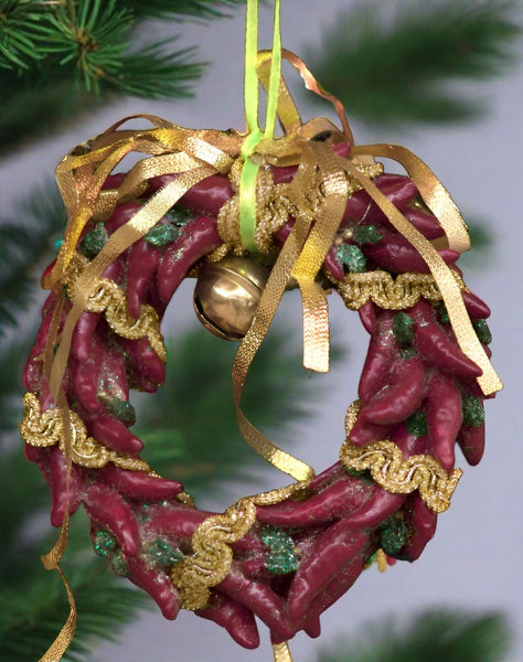 southwestern hot chili pepper christmas wreath ornament