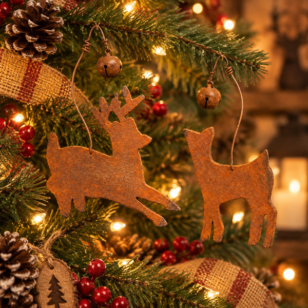 leather western deer christmas ornaments