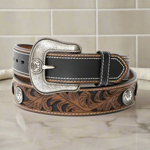 Jack Daniels Brown & Black Silver Plated Concho Belt