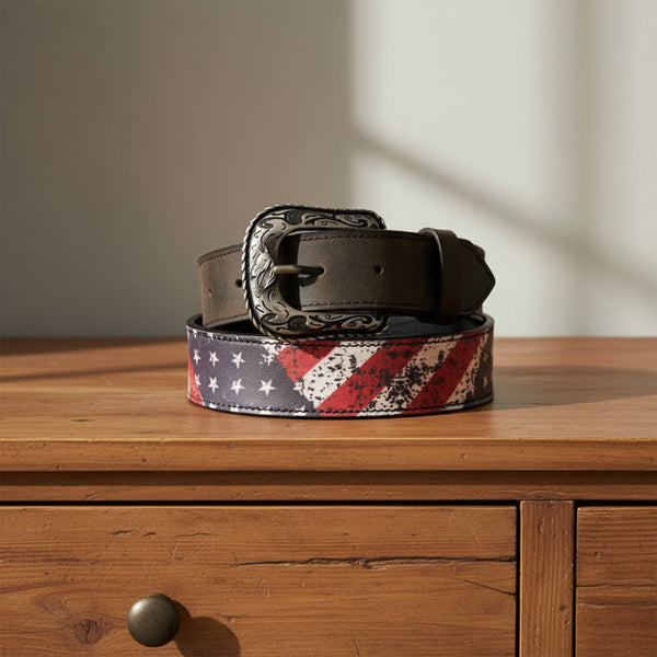 americana top grain black leather belt